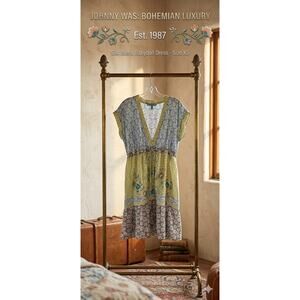 Johnny Was Floral Silk Embroidered Babydoll Mini Dress - XS
